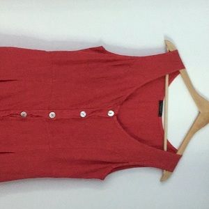 Lungo L'arno Orangy/Red Linen Button Front Midi Dress